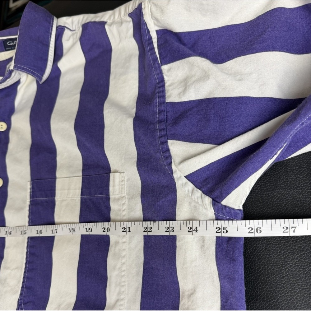 Vintage Gant Salty Dog Shirt Large Purple White Broad Stripe Button Up 90s - Picture 5 of 14